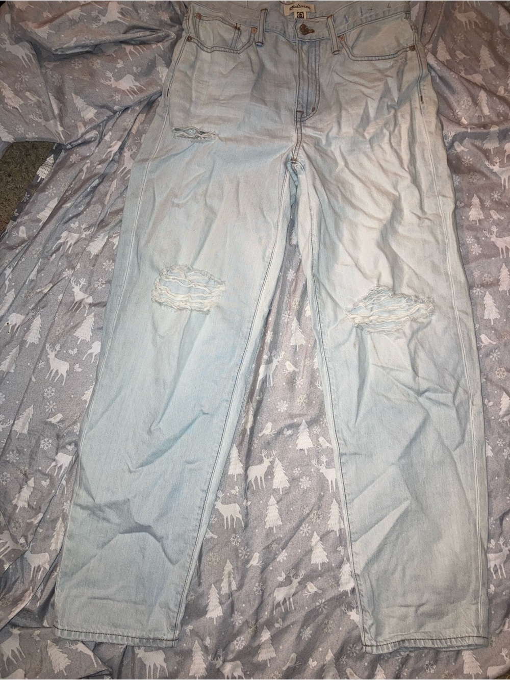 NWT madewell the slouchy boy jeans size 26R light wash distressed